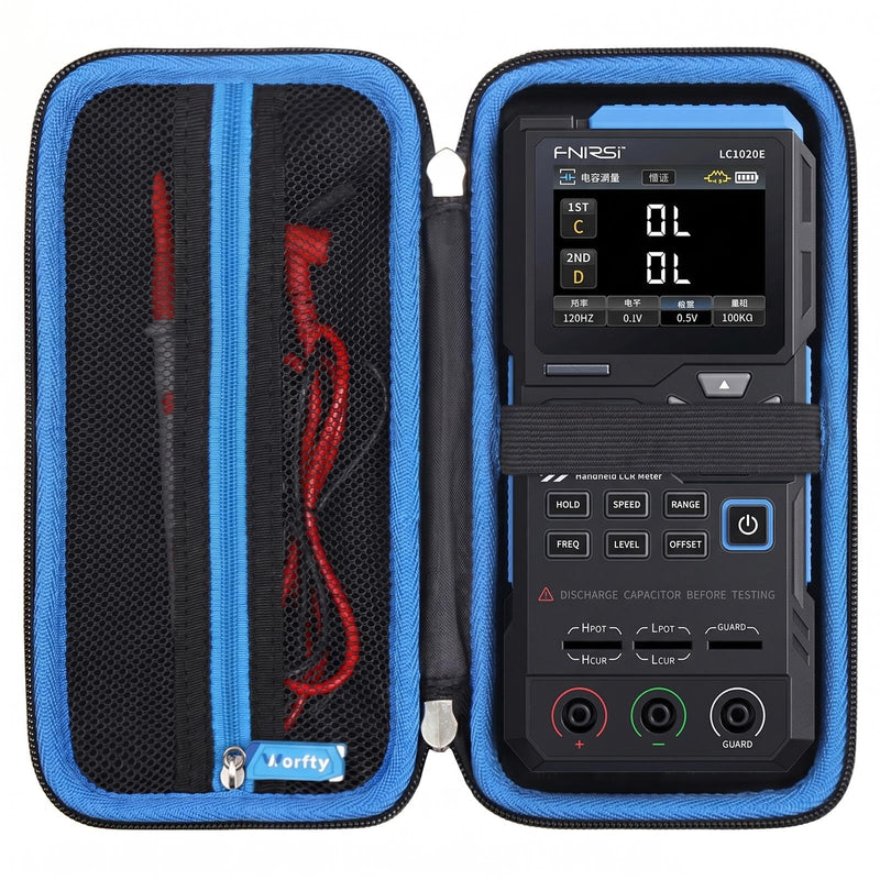 Case for FNIRSI LC1020E 100kHz LCR Meter 19999 Counts Resistor Inductor Capacitor Tester - Hard Travel Protective Carrying Storage Bag, Box Only (Black&Blue) Black&Blue