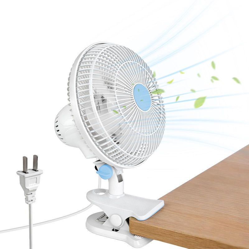 Clip On Fan, AC 110V 8.66inch Adjustable Clip Table Fan, Quiet Clamp Fan White