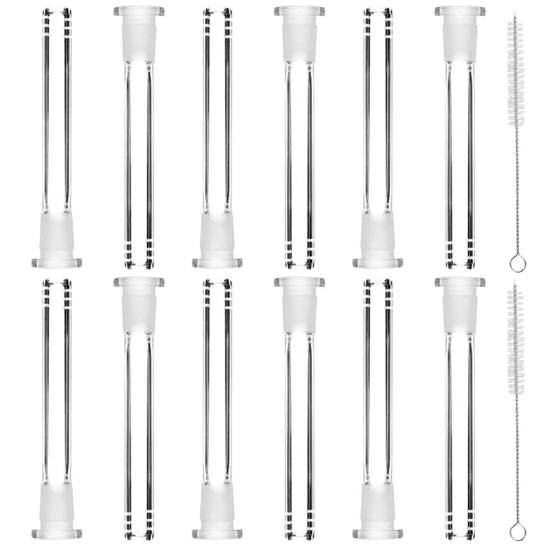 12 Pack Borosilicate Glass Tube Adapter – 120mm (4.7") Heat-Resistant Lab Glass Stem, Precision-Ground Joint, Includes 2 Brushes for Laboratory & STEM Education 12