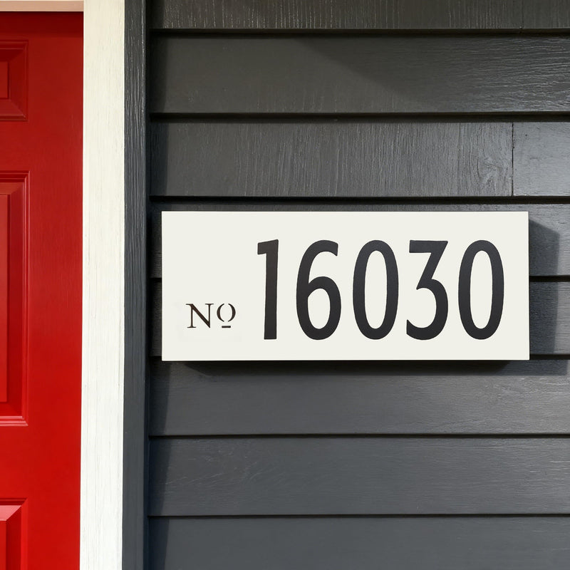 15.8" x 5.9" Aluminum Address Sign, Includes 4 Inch 0-8 Number Stickers & Mounting Screws, Wall Mounted House Address Plaque for 4-5 Digits