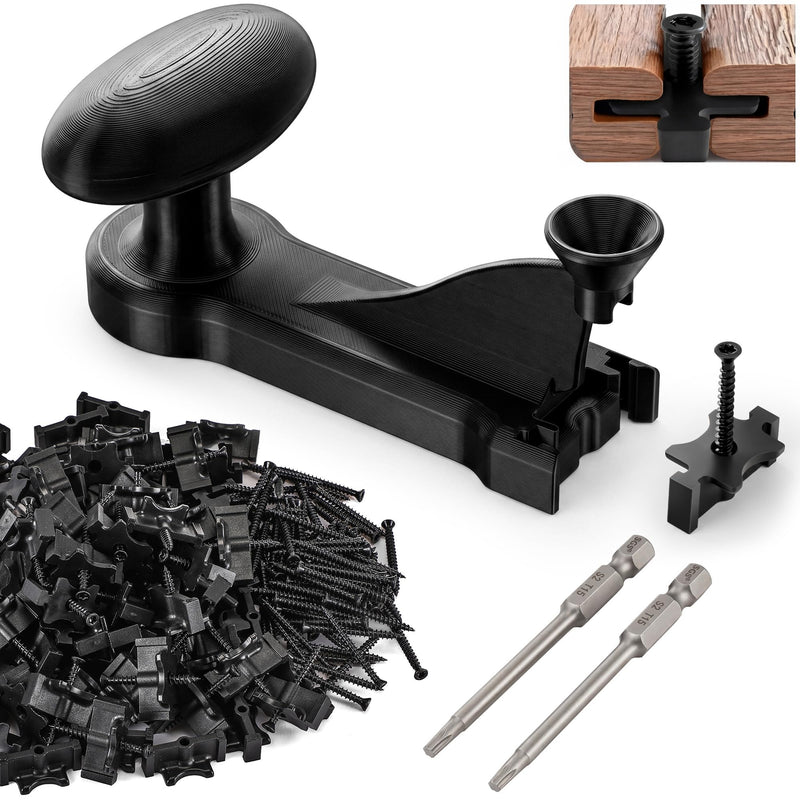 Hohean Hidden Fastener Installation Tool Kit Compatible with Trex Decking, Includes 100 Deck Fasteners, 100 Stainless Steel Screws & Drill Bit, Composite Decking Installation Tool Set