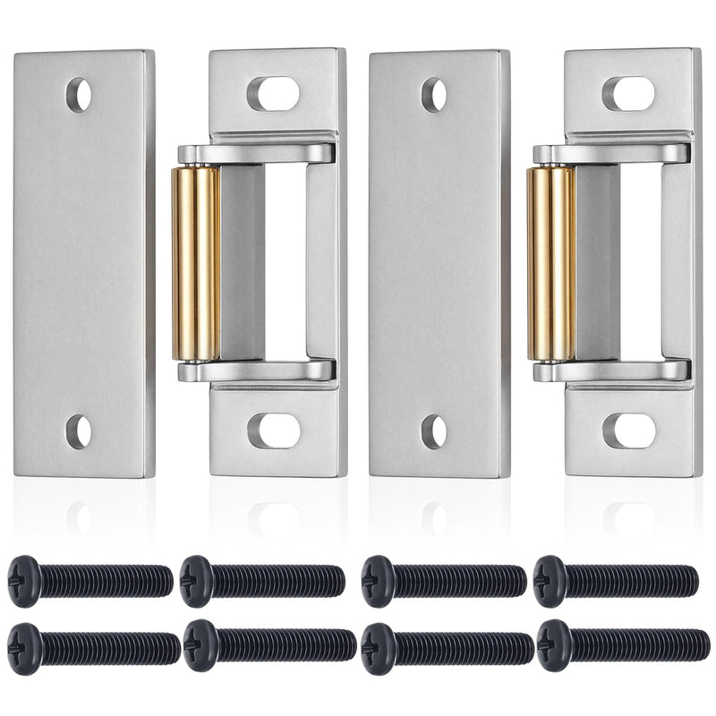 MorningRo 2 Sets Surface Mounted Roller Strike Plates, Sliver Rim Strike with Metal Shim Plates and Screws for Commercial Exit Doors, Panic Bar Exit Devices, Push Bar Door Hardware Replacement Silver