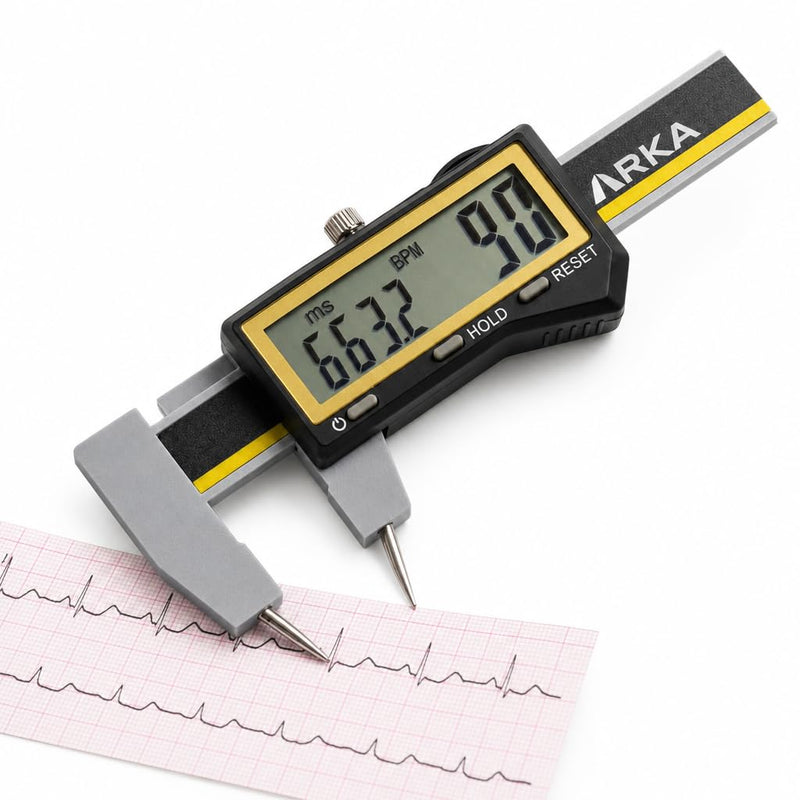 ARKA Digital EKG Calipers – Instant Heart Rate & Interval Measurement, One-Hand Operation, Large LCD Display, Electrocardiographs Measuring Tool for Doctors, Nurses, Medical Student
