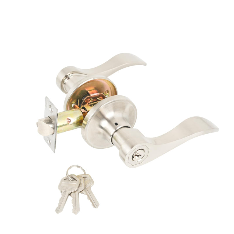 Interior Privacy Door Handle with Lock, Door Lever for Bathroom and Bedroom Silver
