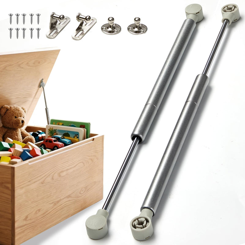 Vepagoo 2 Pack Soft Close Hinges for Toy Box, 15 inch 150N Gas Springs for Heavy Lids, Slow Close Safety Hinges for Tool Box Chest, Hydraulic Accessories for Wooden Storage 15inch