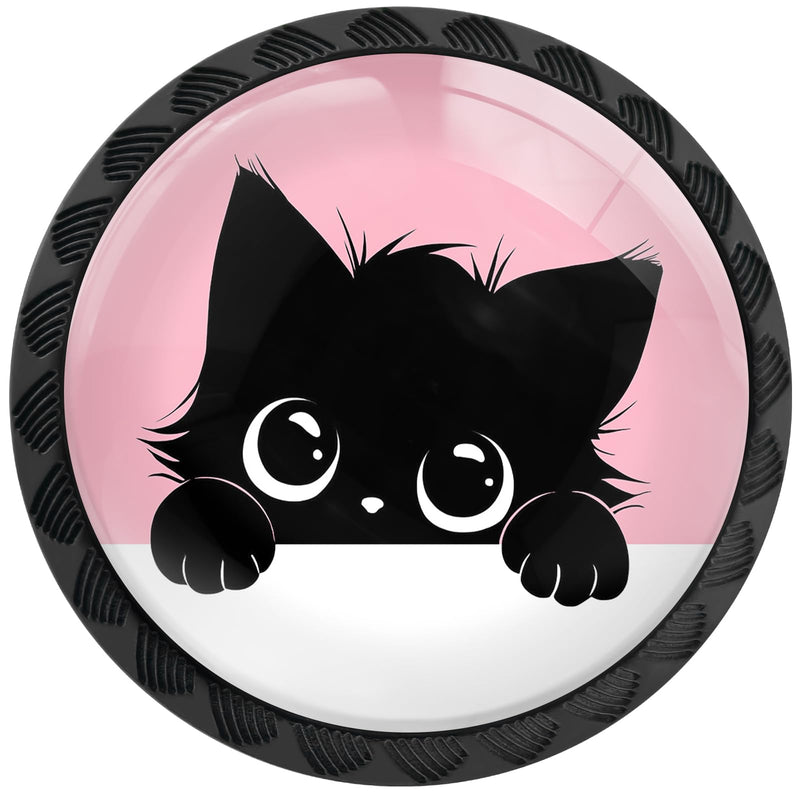 12 Pack Cute Cat Cabinet Knobs for Kitchen Bathroom | Lovely Animal Drawer Pulls Round Black Dresser Handles Hardware for Desk Cupboard Wardrobe Closet Vanity Door Decor 12PCS - 1.37"L x 1.1"W Cute Black Cat