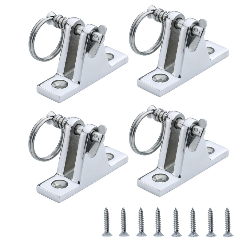 Bimini Top Deck Hinge with Quick Release Pin, 316 Stainless Steel 90° Marine Hardware with Mounting Screws（4 Pack） 4
