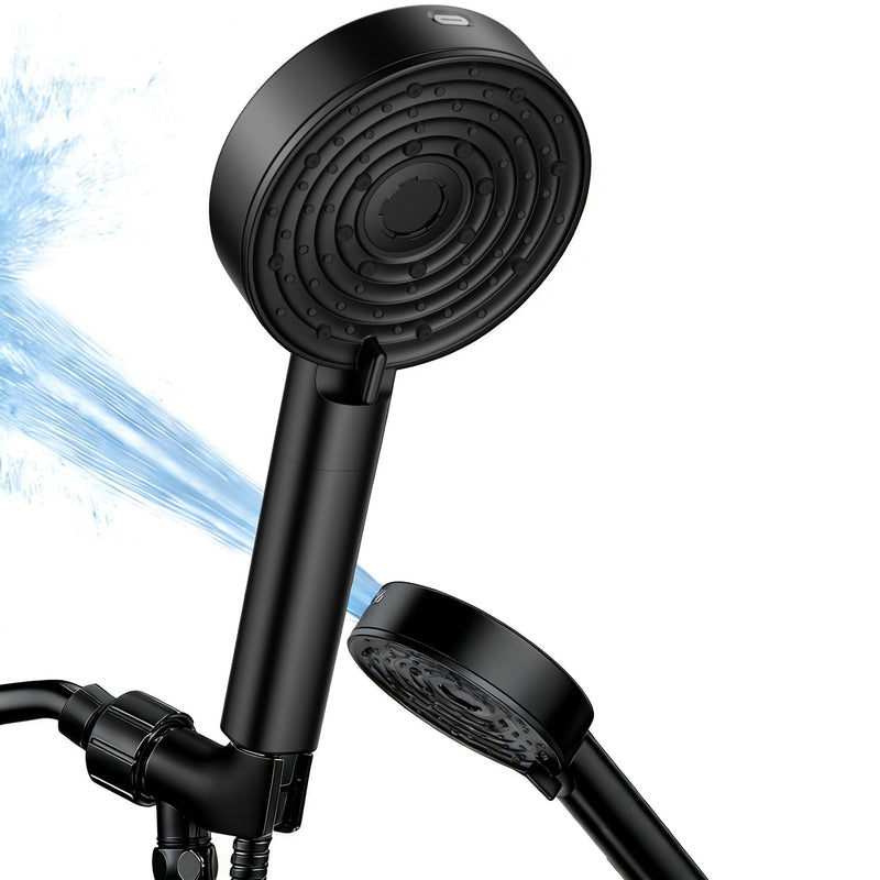 Round ladder-style ten-level showerhead (black) Black