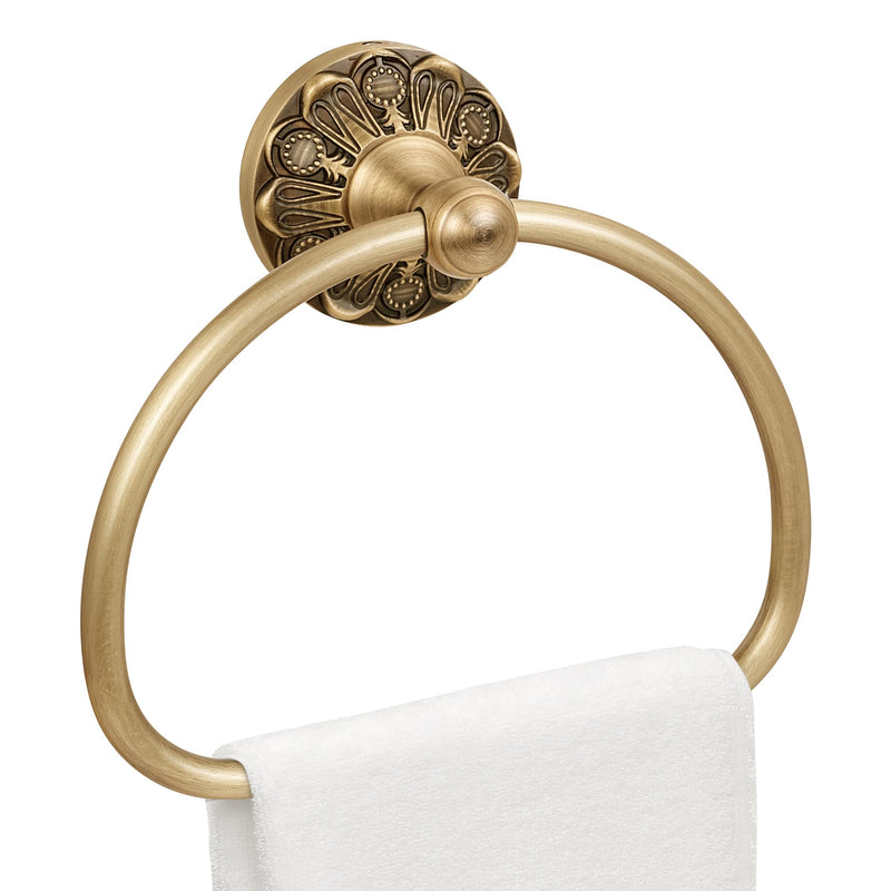 Brass Towel Ring, Antique Brass Bathroom Towel Holder Ring, Towel Rack Hanger Home Hand Towel Ring Towel Holder for Bathroom Wall Mounted Bathroom Accessory