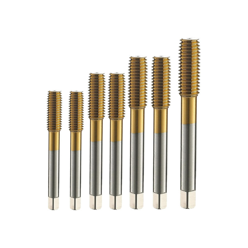 7Pcs Cobalt Forming Tap Set – 1/4-20, 1/4-28, 5/16-18, 5/16-24, 3/8-16, 3/8-24, 7/16-14 Inch Thread – Chipless Forming Design DRINYOUNG (Thread Forming Taps, 7pcs) Thread Forming Taps