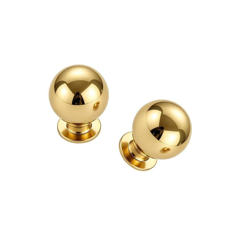5 Pack 1 inch Unlacquered Brass Cabinet knobs, 100%-Solid-Brass knobs, Round Cabinet Pulls. Suitable for cabinets/Drawers/Closets. Retro Round Handles. 5