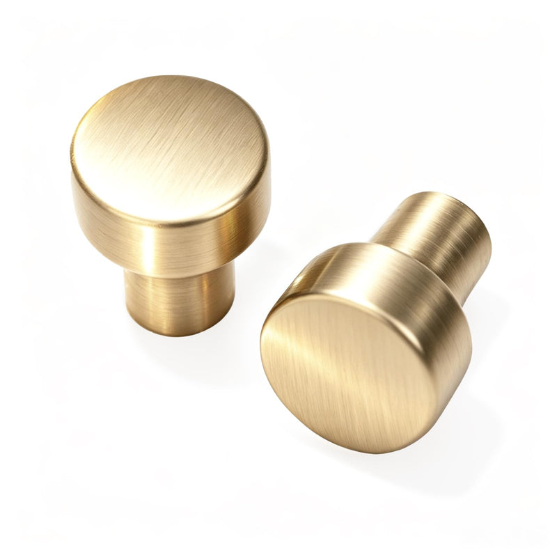 10 Pack Brushed Gold Cabinet Knobs, Single Hole Round Dresser Drawer Knobs, Zinc Alloy Modern Hardware for Vanity, Closet, Nightstand