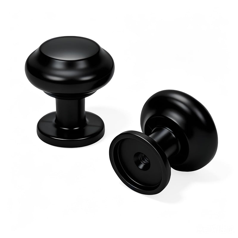 10 Pack Matte Black Cabinet Knobs, Single Hole Round Drawer Knobs, Zinc Alloy Modern Hardware for Kitchen Cabinets, Bathroom Vanity, Dresser, Closet Drawers