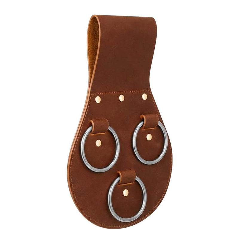 3 Ring Spud Wrench Holder Handmade Leather Ironworker Tool Holster Black Durable Tool Belt for Tools Organization Accessories to Hold Spud Wrench Hammers etc Brown