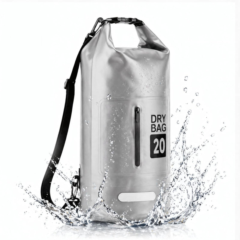 Waterproof Dry Bag Backpack 20L, Roll Top Floating Waterproof Backpack for Kayaking, Rafting, Boating, Lightweight Dry Sack Backpack for Hiking, Camping, Beach & Travel Gray 20.0 liters