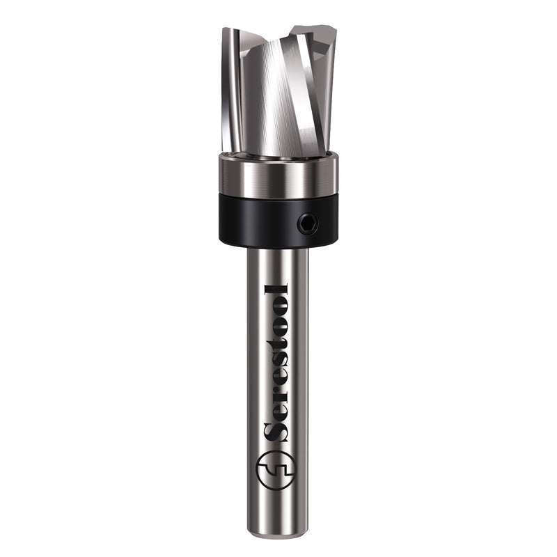 Top Bearing Flush Trim Router Bit 1/4 Shank, 1/2" Cutting Diameter, 1/2" Cutting Length, 3 Flutes Down Cut, Carbide Spiral Pattern Template Bit for Wood Trimming 1/4"x1/2"x1/2"