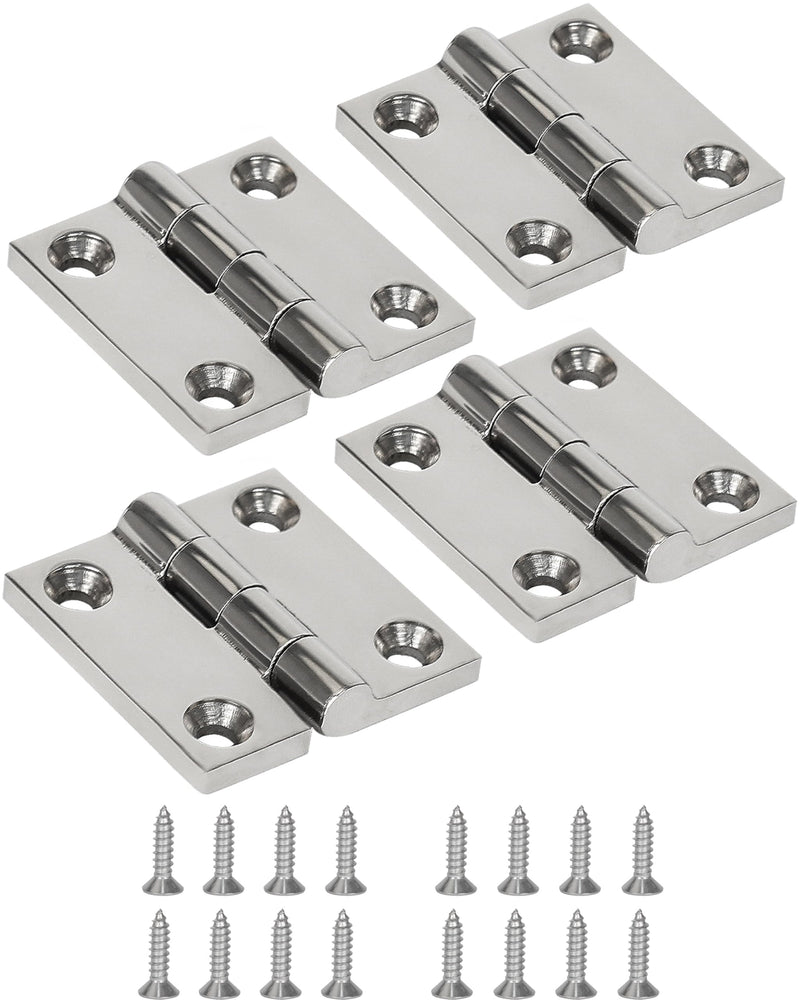 OULEME 1.5" x 1.5" 2" x 2" Boat Hinge, 316 Stainless Steel Marine Grade Hatch Hinge with Mounting Screws, Heavy Duty Door Hinge for Yacht, RV, Deck and Home Use, 2-Pack/4-pack 1.5" x 1.5" - 4 Pack