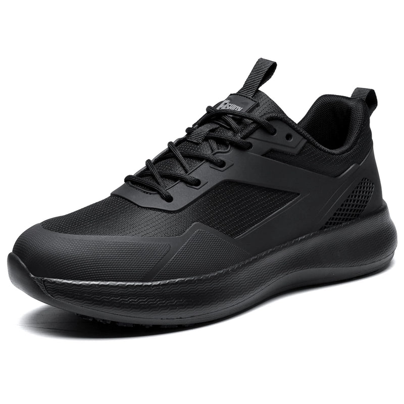 Moodeng Men's Non Slip Kitchen Work Shoes Lightweight Waterproof Food Service Sneakers Oil Resistant Chef Shoe for Restaurant 11 Black