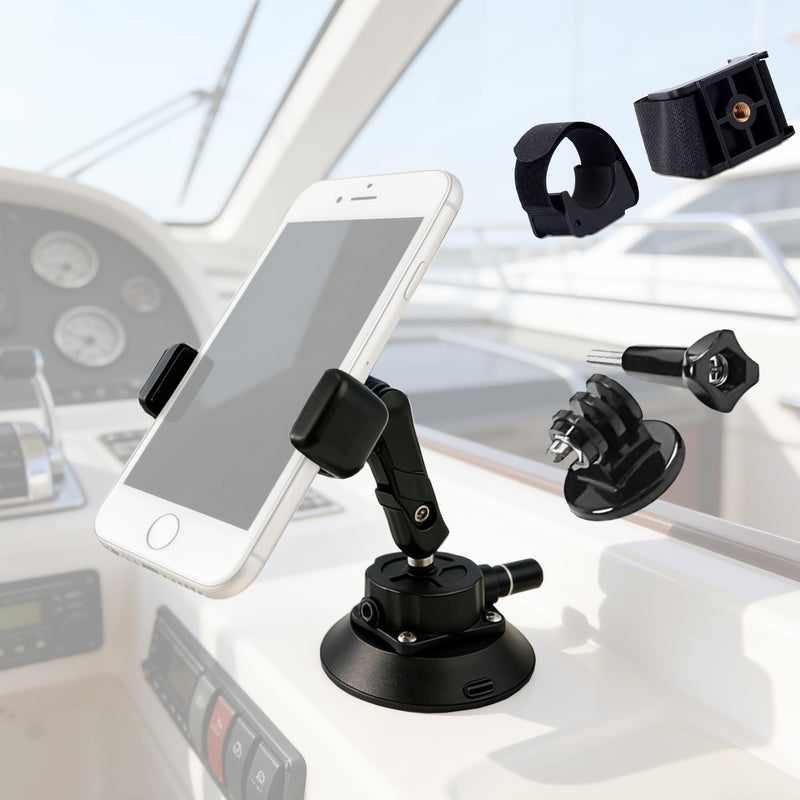 4.5 Inch Suction Cup Boat Mount | Marine-Grade Holder for Camera, Smartphone & Action Camera, 360° Rotatable Ball Head,for Boats, Yachts