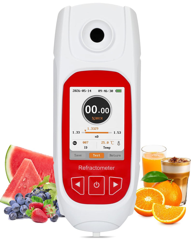 3-in-1 Digital Refractometer with ATC, 0-95% Brix Meter, Brix Refractometer for Honey, Wine Making, for Coffee, Juice, Maple Syrup, Great Gift for Special Day WHITE&RED
