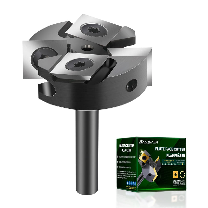 Slab Flattening Router Bits 1/4'' Shank, 1-3/8'' Cutting Diamater | CNC Spoilboard Surfacing Router Bit, CNC Router Flattening Bit for Wood Planing Woodworking Tools 1/4" Shank-1-3/8" Cut Dia. (2+2 Inserts)