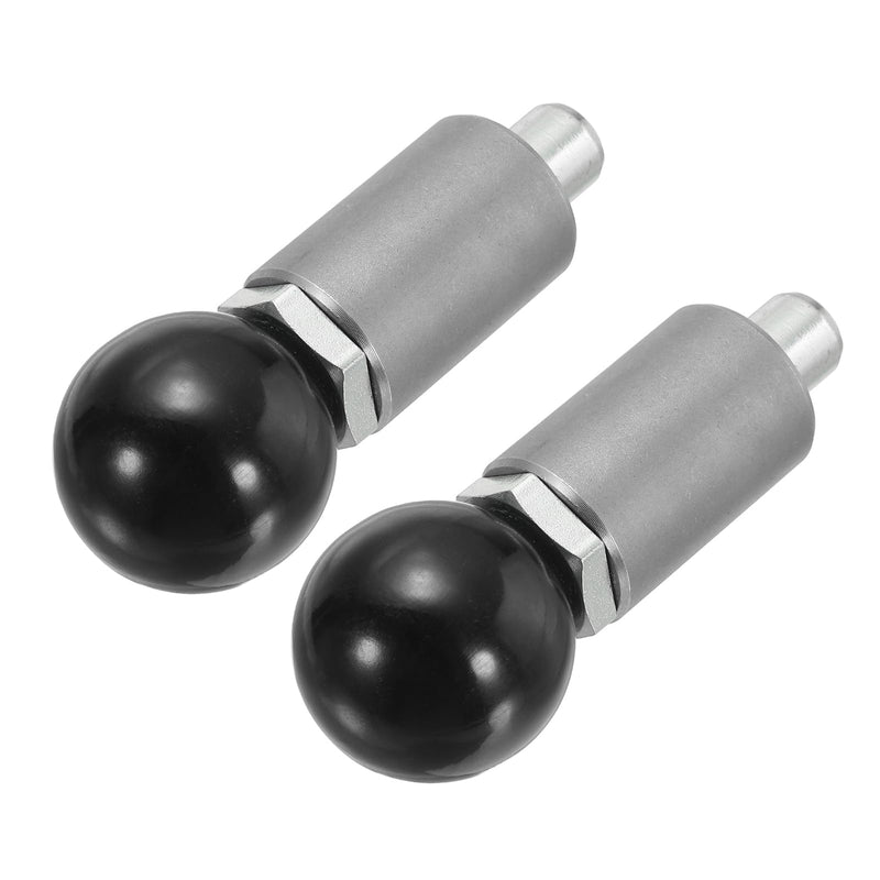 DTGN 2Pcs Handle Spring-Loaded Pull Pins, Alloy Steel Spring Plungers/Dowel Pins Handle Pull Rod Knobs for Shelving System Fitness Equipment, Ball Knob 1.3" Diameter 0.5"x0.5" Rod Size 2