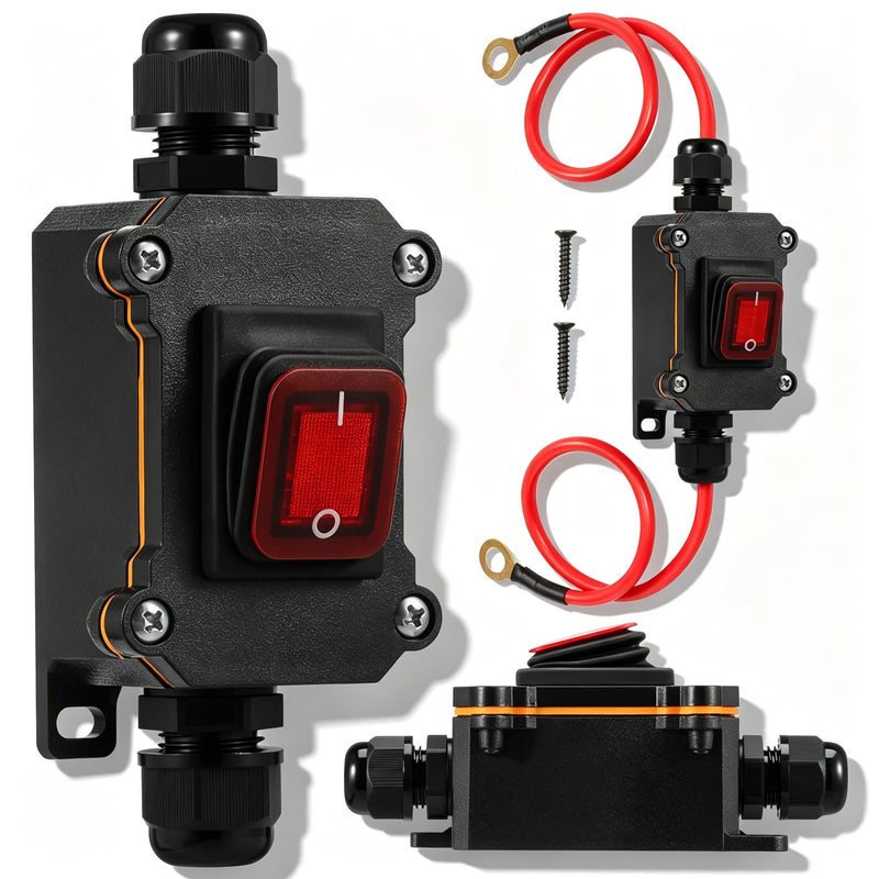 3PC 12V Waterproof Inline Power Switch Set-IP67 Weatherproof Inline Switch,10AWG with Wire & Without Wire Electrical Switch for Automotive,Outdoor Light,Home Appliance (2 No-Wire + 1 with-Wire)