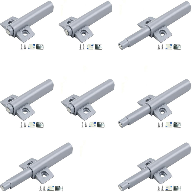 Push To Open Door Latch Cabinet Hardware CBRIVE Magnetic Push Latch & Lock for Hidden Framed & Frameless Kitchen Door Magnet Touch Release Drawer Opener Strong Spring Slim Tip-On Closure (Gray, 8Pack) 8 Pack Gray
