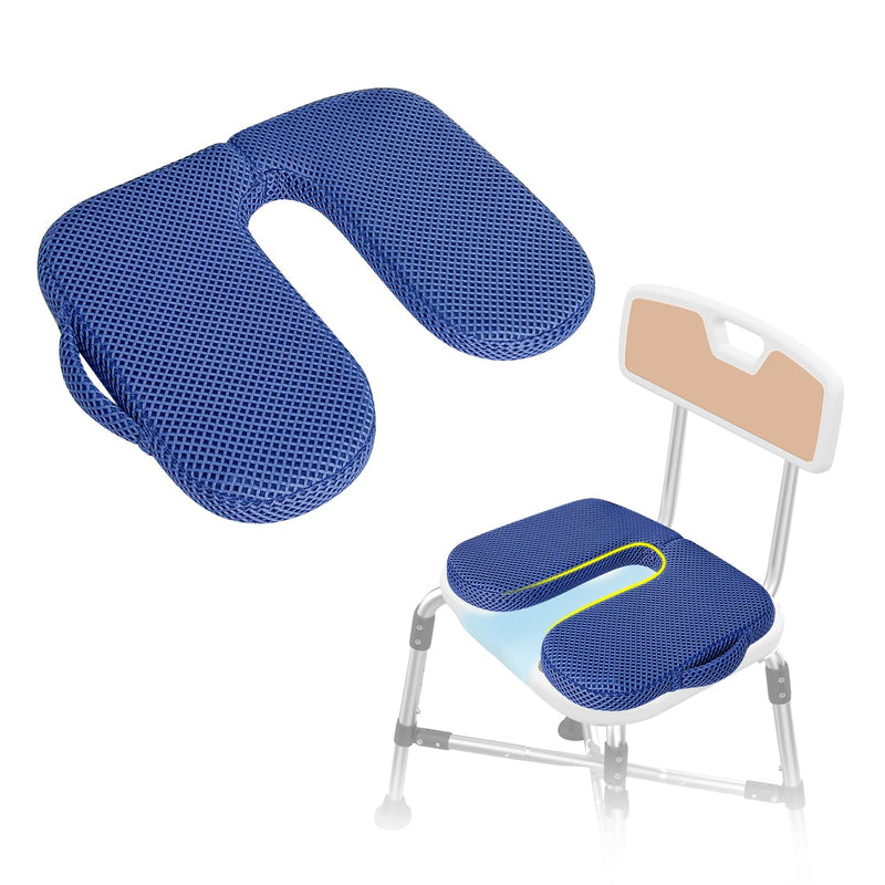 Shower Seat Cushion for Shower Bench, Shower Chair Cushion Pad, U-Shaped Cushion for Inside Shower, Transfer Bench Bathtub Seat Quick Drying Pad with Cutout for Elderly, Handicap Support Accessory 1.6 inches thick