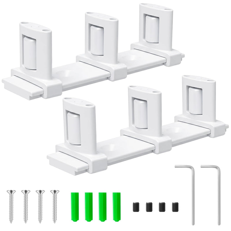 IWIWE Bypass Door Guide, White Sliding Closet Door Floor Guide, Adjustable 3-Roller Bottom Mount for Bypass & Double Bypass Doors, Sliding Door Upgrade Kit (2 Pack) 2