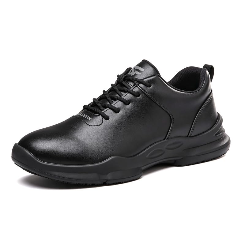 Steel Toe Shoes for Men,Non Slip Lightweight Work Shoes,Construction Industrial Work Boots,Comfortable Breathable Safety Steel Toe Sneakers for Men. 9.5 Amz105-black