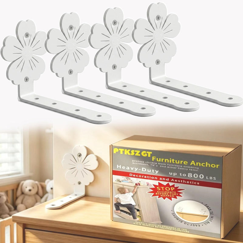 Furniture Anchors for Baby Proofing – Heavy-Duty Wall Anchors to Secure Dresser, Cabinet, Bookcase,Securing 800 lbs Decoration Aesthetic Creative Ideas (4 Pack) 4 PACK