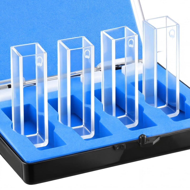 Ceenna 4 Pcs UV Quartz Cuvettes for Spectrometer Standard Quartz Cells - 3.5 ml Cuvettes with Non-Sealing PTFE Cover and 2 Optical Windows, Spectral Range 190-2500 nm, Pathlength 10 mm