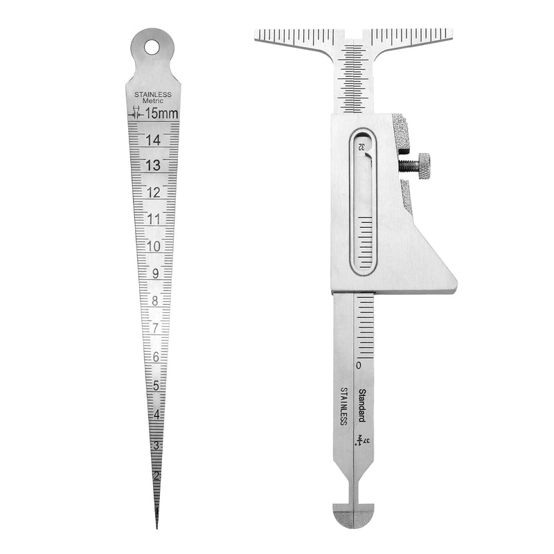 Sabary Stainless Steel Weld Gauge Set, Pipe Alignment Welding and 1-15mm Taper Gauge, Imperial Metric Measurement Tool for Welding Inspection Pipe Measurement