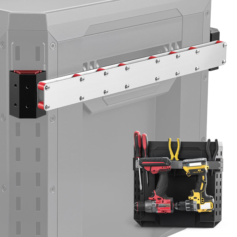 Power Drill Holder Fits for ToughBuilt StackTech Tool Box, Side Rail Tool Organizer for Screwdrivers, Wrenches, Tape Measures, No-Drill Installation
