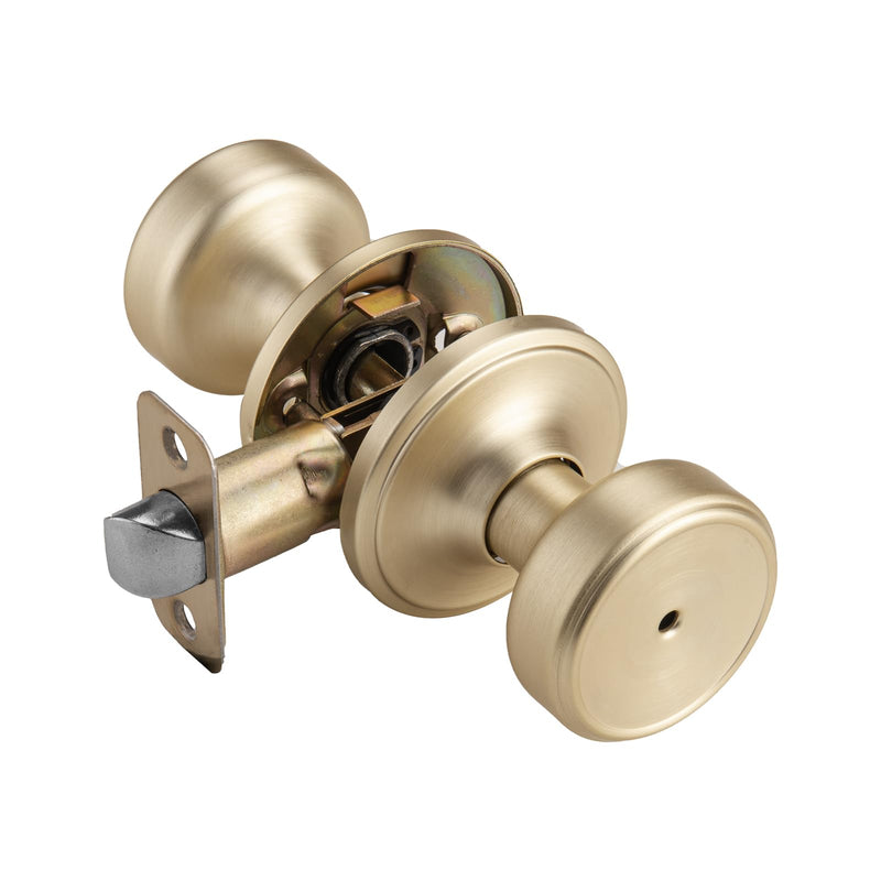 Gold Pismo Doorknob for Privacy, Bathroom Door Knob with Turn Lock, Satin Brass Door Knob with Lock