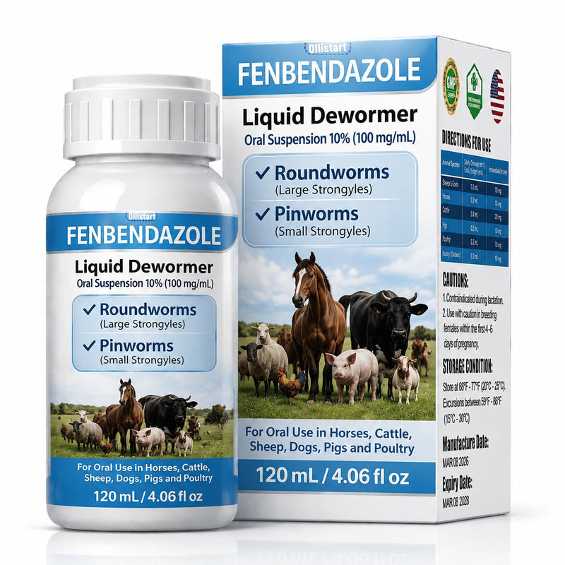 Fenbendazole-Based Digestive Support for Horses and Poultry, Intestinal Support Formula for Routine Animal Wellness