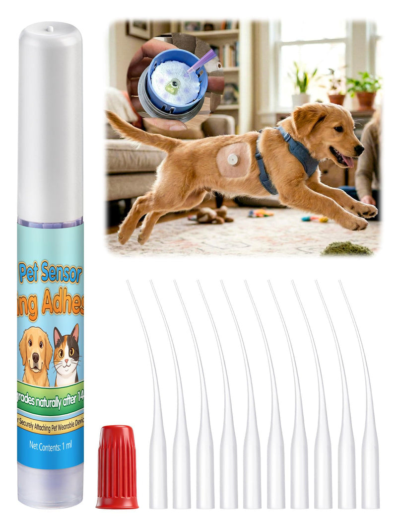 1ml Veterinary Surgical Skin Glue with 10 Applicators, Fast Acting Wound Tissue Glue Sealant, CGM Sensor Adhesive for Pet with Blue Tint for Precise Application, Stay Secure for 10-14 Days 1ml