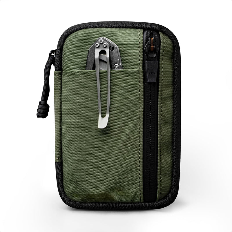 ALPAKA HUB Pouch V2 Tool Pouch Green Axoflux 210D Ripstop Nylon | For Cables, Cards, Coins, RFID Blocking Pocket Protector，Everyday Carry and Travel Green Slim-Axoflux 210D
