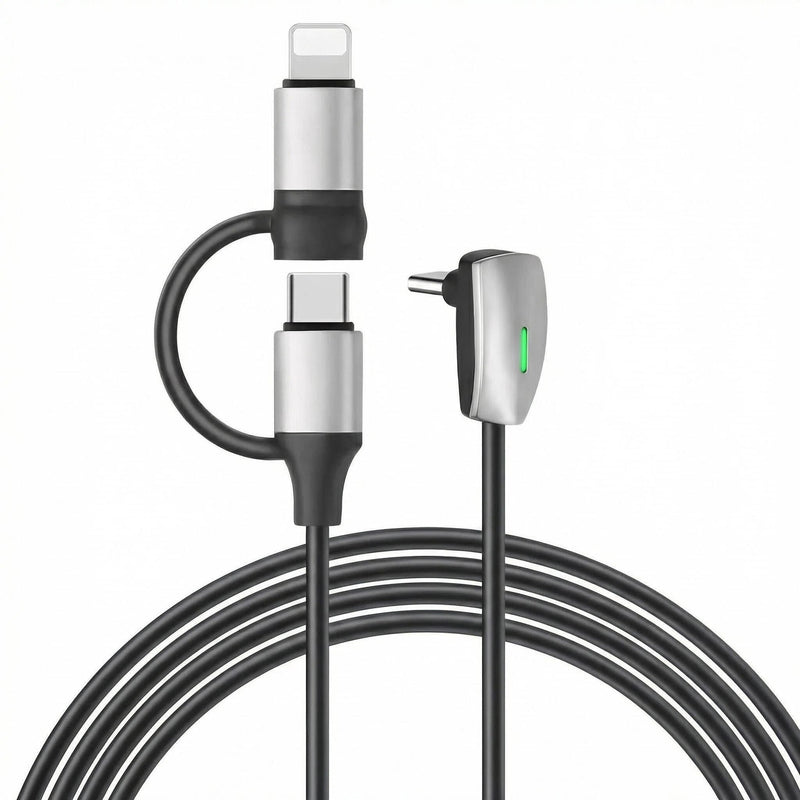 2 in 1 USB C to L,USB C to USB C Fast Charging Cable for 2026 Tesla Model 3/Y/X/S/Cybertruck 90° Right-Angle Charging Cable Compatible with iPhone 11/12/13/14 and Vehicles Dock(4FT,60W) 2 in1