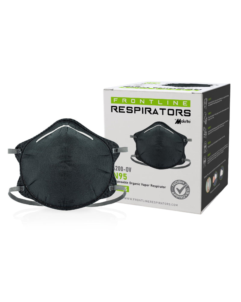 Frontline 5200-OV N95 Disposable Organic Vapor Respirator | Soft Inner Lining | Adjustable Nosepiece | Activated Carbon 1 Count (Pack of 1)
