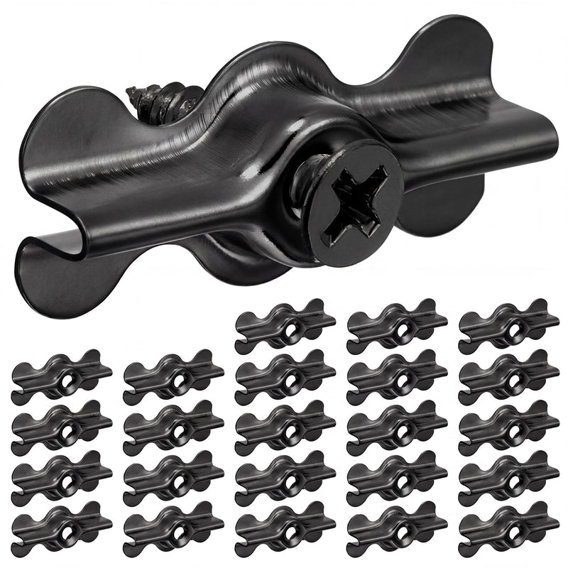 Blulu 48 Sets Alloy Steel Flush Clip with Self-Tapping Screws, 1-11/16 x 3/4 in Half Turn Button Fasteners for Storm Windows, Screens & Combination Door Panels (Double Wing,Black) Double Wing Black