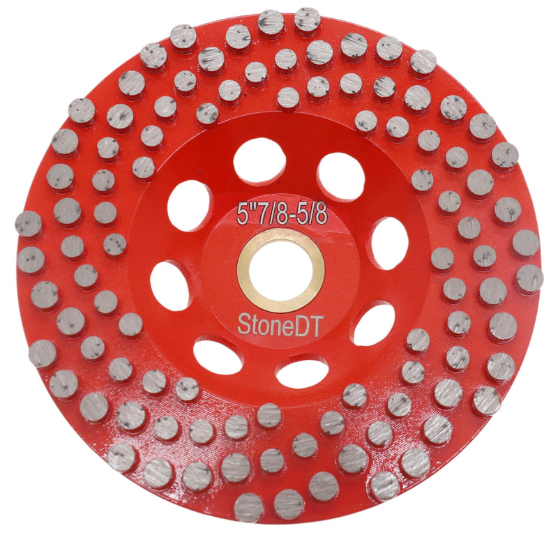 5” Concrete Grinding Wheel, Diamond Grinding Cup Wheel for Marble Granite, Angle Grinder Cup Wheel Fits 7/8-5/8 Inch Arbor, 16/20 Coarse Grit, Dot Segment 5''