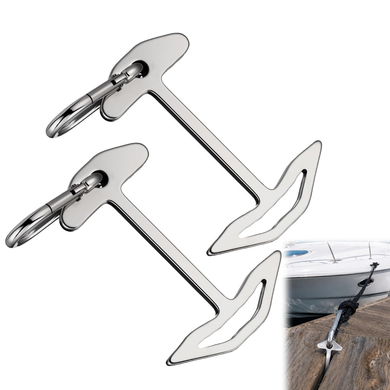 2 Pcs Deck Dock Anchors for Gap Between Board Quick Dock Cleat High-strength 304 Stainless Steel 1, 000lb Break Strength Easy Temporary Tie Down for Trailer Kayaks Canoes Small Boat Camping