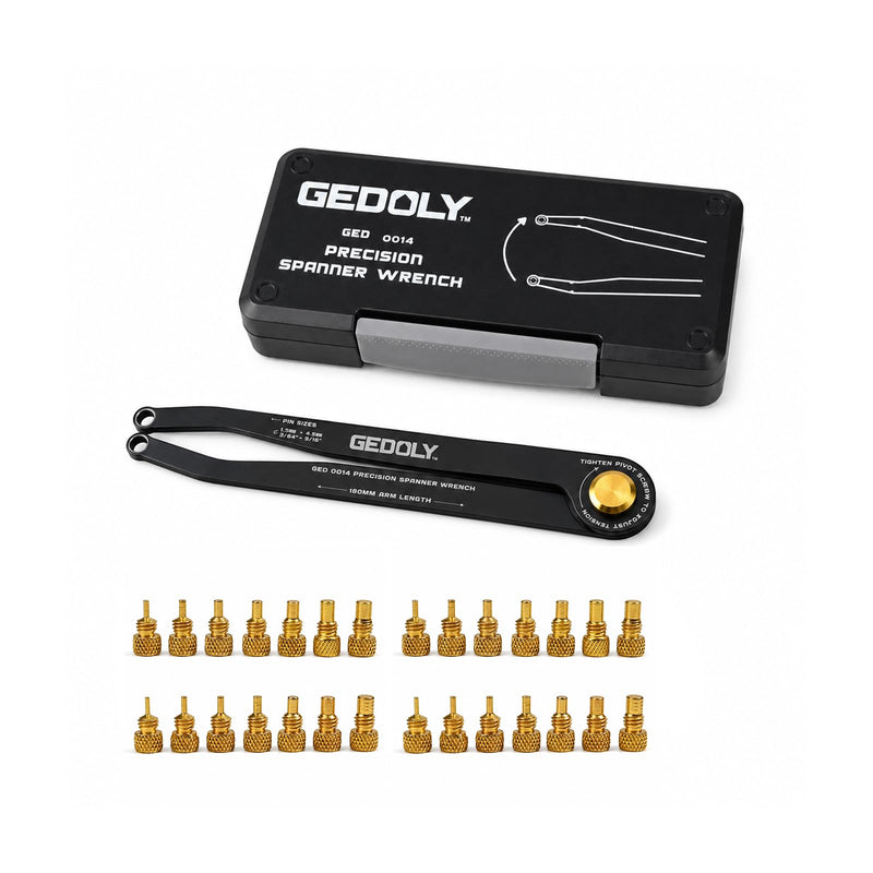 Adjustable Pin Spanner Wrench Set, Heavy Duty Shock & Lock Nut Tool | Fits coilover, shock & suspension lock nuts. Includes 14 pairs Metric/SAE pins. Adjustable hook spanner wrench tool kit.