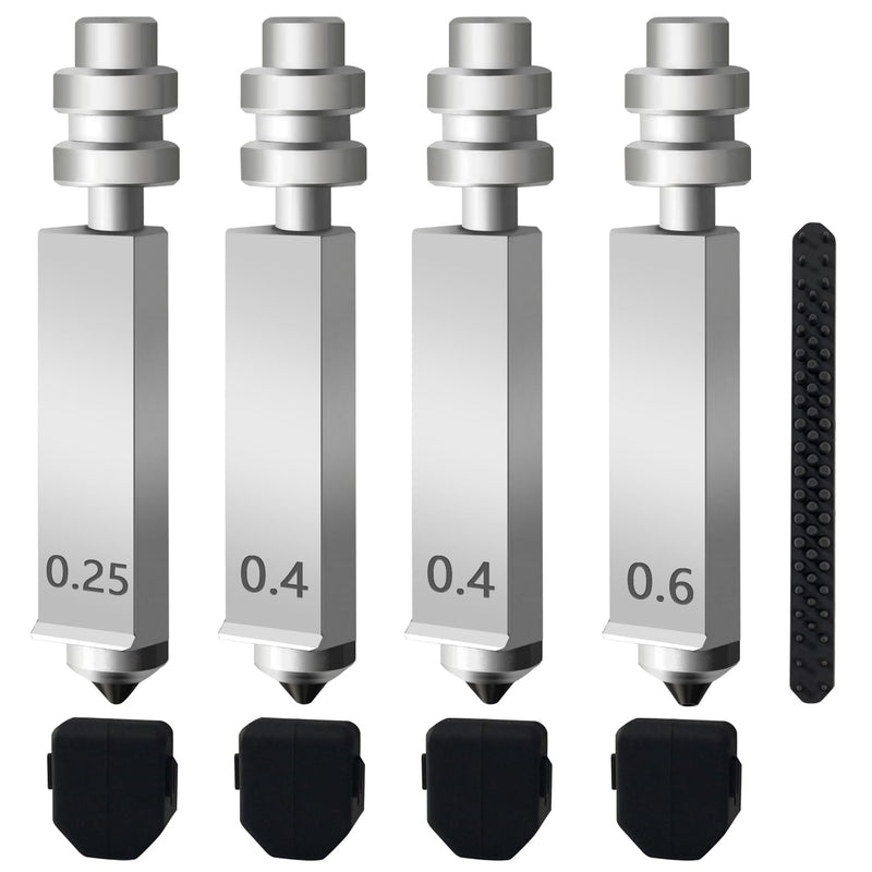 4PK Nozzle for Kobra X/Kobra 4 Hotend 0.25MM 0.4MM 0.6MM High Flow Hardened Steel Nozzle Quick Swap Integrated Nozzle High Speed Print Head Kobra X Accessories for Anycubic KX Nozze 4PK