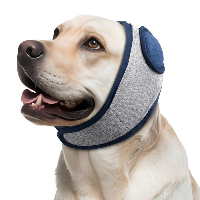 Thickened Dog Ear Muffs for Noise Cancellation–5 Sizes Adjustable Strap No Shake Ear Wrap for Anxiety Relief Fireworks Thunder Grooming Bathing & Hematoma Recovery for Small Medium Large Dogs-XXL XX-Large Blue