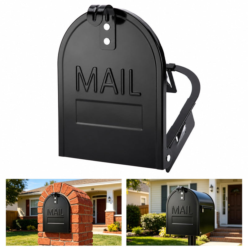 RUBII Magnetic Mailbox Door Replacement, 6 1/4" x 8 1/4" Snap-in Mailbox Door Panel, Black Metal Mail Box Doors for Outdoor Residential Brick Mailbox Doors Repair 1 Pcs