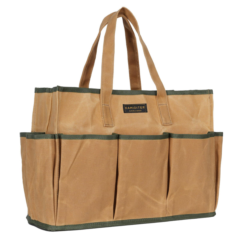 Heavy Duty 14 Inch Tool Bag Organizer with Durable Handle, Portable Canvas Toolbox, Multi-Pockets Canvas Bag Pottery Equipment Tote, Khaki