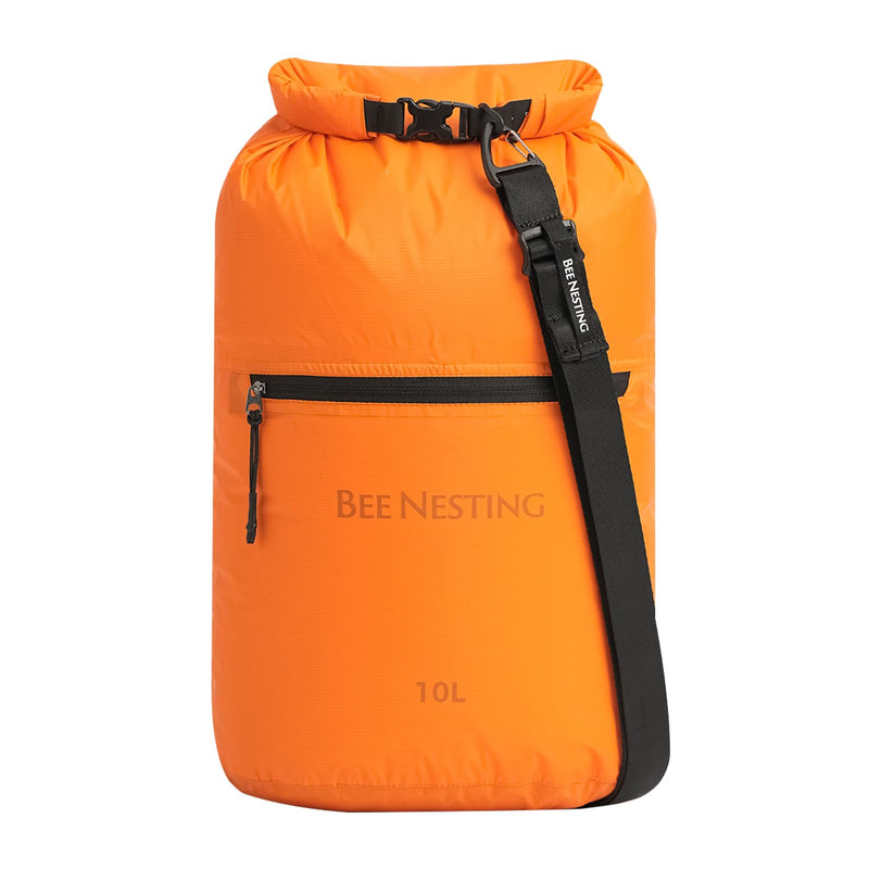Bee Nesting 10L Waterproof Dry Bag, Wet/Dry Separation Sack with Strap（Orange） Orange